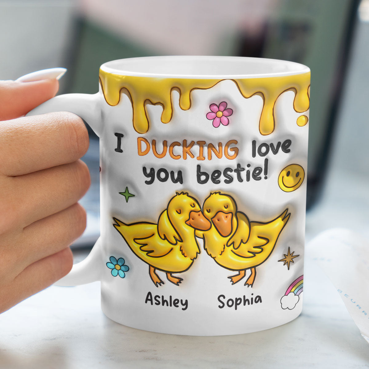 I Ducking Loving You Bestie Personalized 3D Inflated Effect Mug
