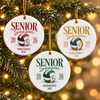 Senior Volleyball - Personalized Ceramic Ornament - Volleyball Senior Night Gift, Class of 2027 Keepsake, Volleyball Player Christmas Gift