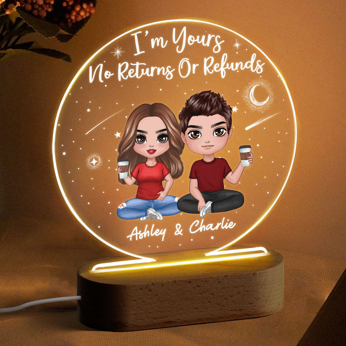 Together Since Couple In Starry Night Personalized Circle Acrylic Plaque With LED Night Light - Valentine‘s Day Gift - Anniversary Gift For Couple - Gift For Him - Gift For Her