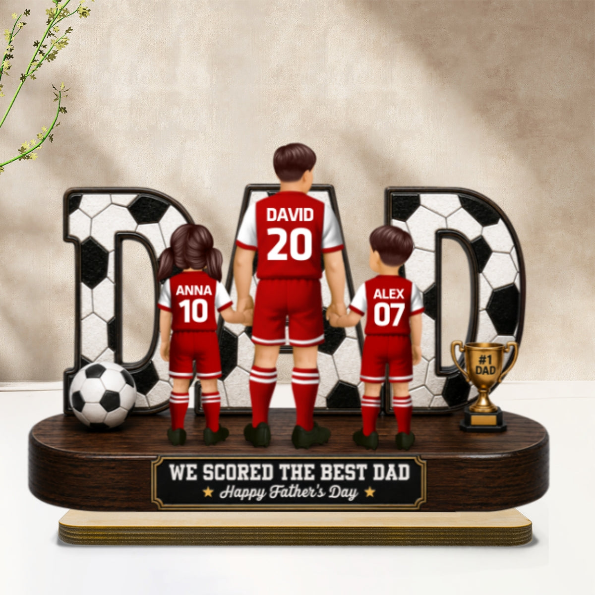 Soccer Dad Legend We Scored The Best Dad Back View - Personalized 2-Layered Wooden Plaque - Father's Day Gift For Dad, Husband, Soccer Lovers