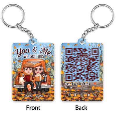 Fall Season Couple On Truck Favorite Song QR Code Personalized Acylic Keychain