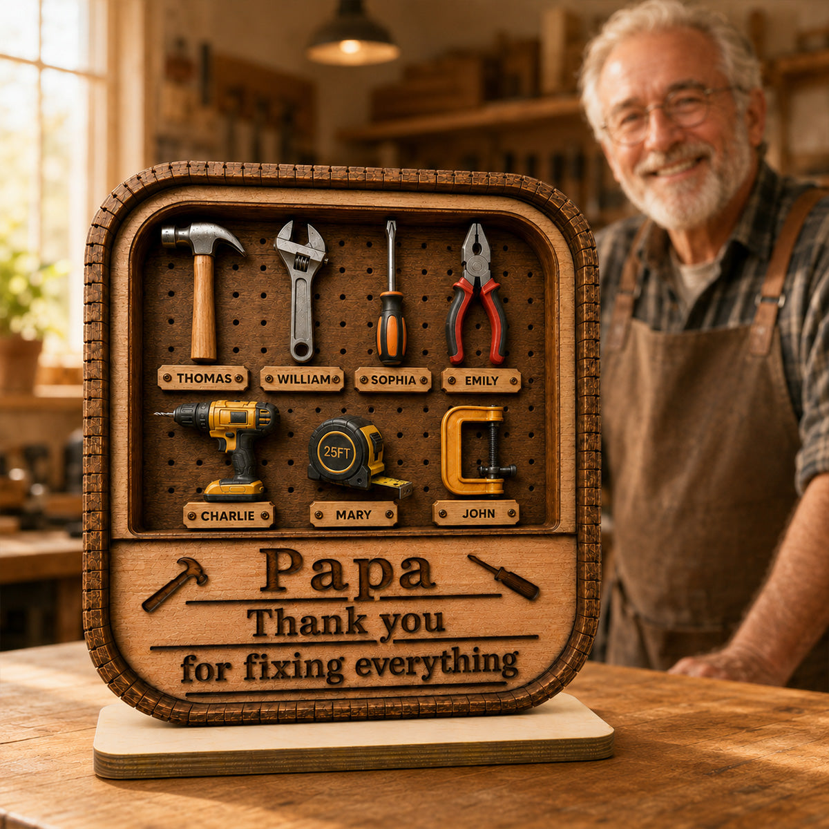 Dad Grandpa Tool Box - Personalized 2-Layered Wooden Plaque - Father's Day Gift For Dad, Husband
