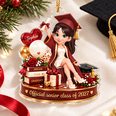 Official Senior Class of 2027 - Personalized Acrylic Ornament - Graduation Christmas Gift for Daughter, Granddaughter
