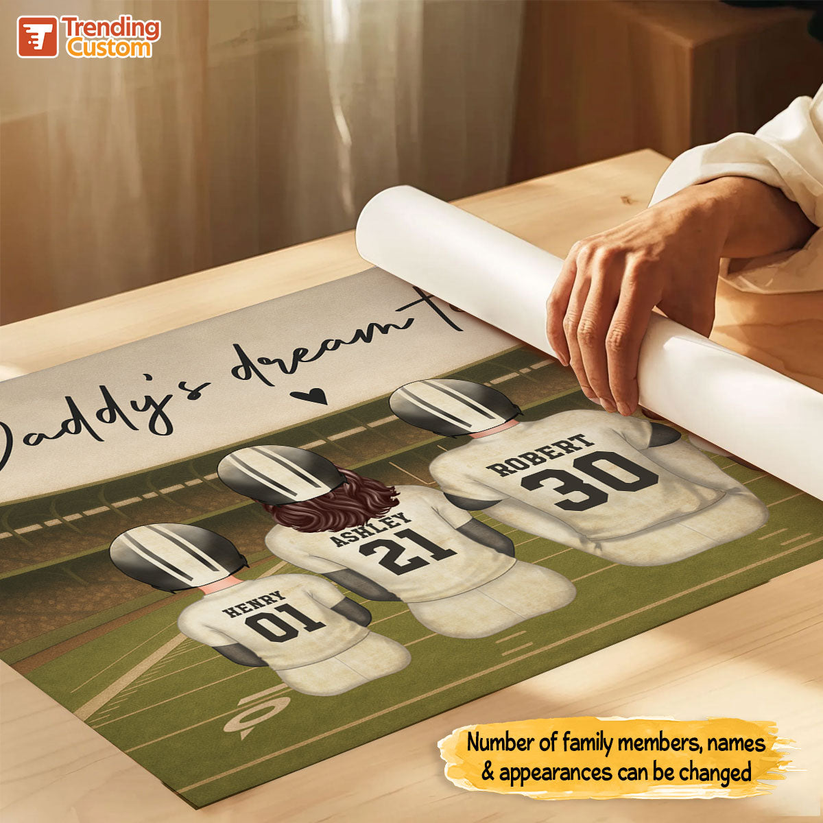 Retro Vintage American Football Daddy's Dream Team Personalized Poster| Unique Father's Day Gift For Dad