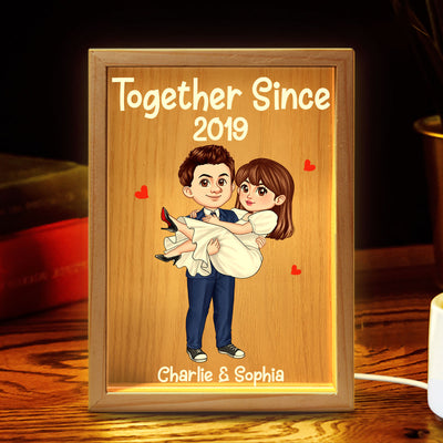Cute Cartoon Couple Together Since Personalized Frame Light Box
