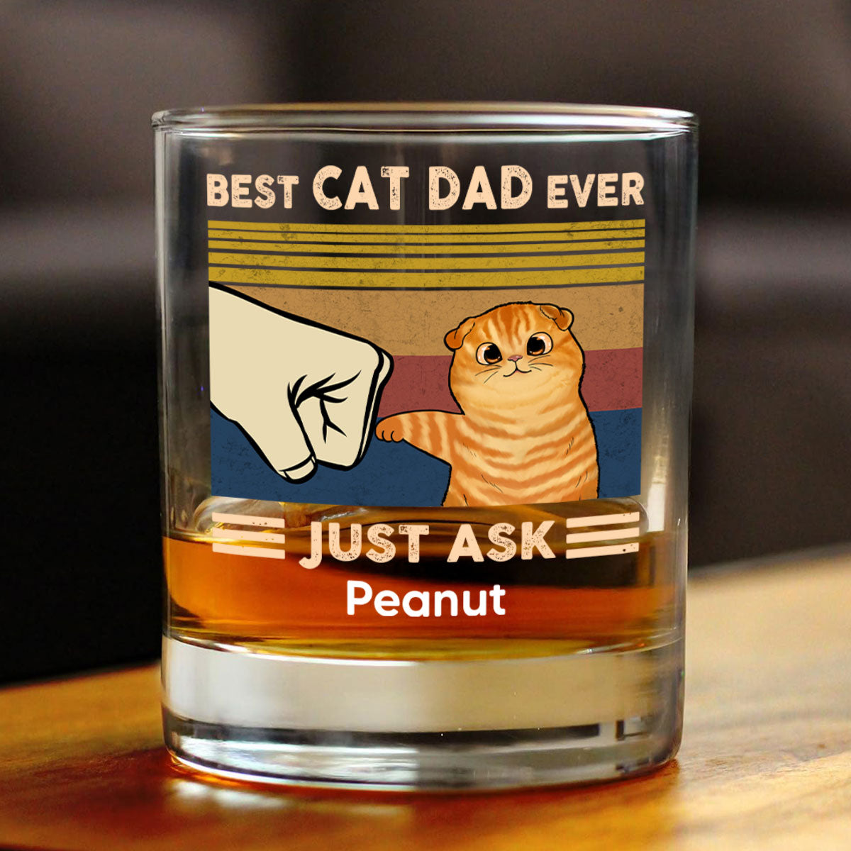 Father’s Day 2025 Gift for Cat Dads - Custom Cat Fist Bump Personalized Wine Glass