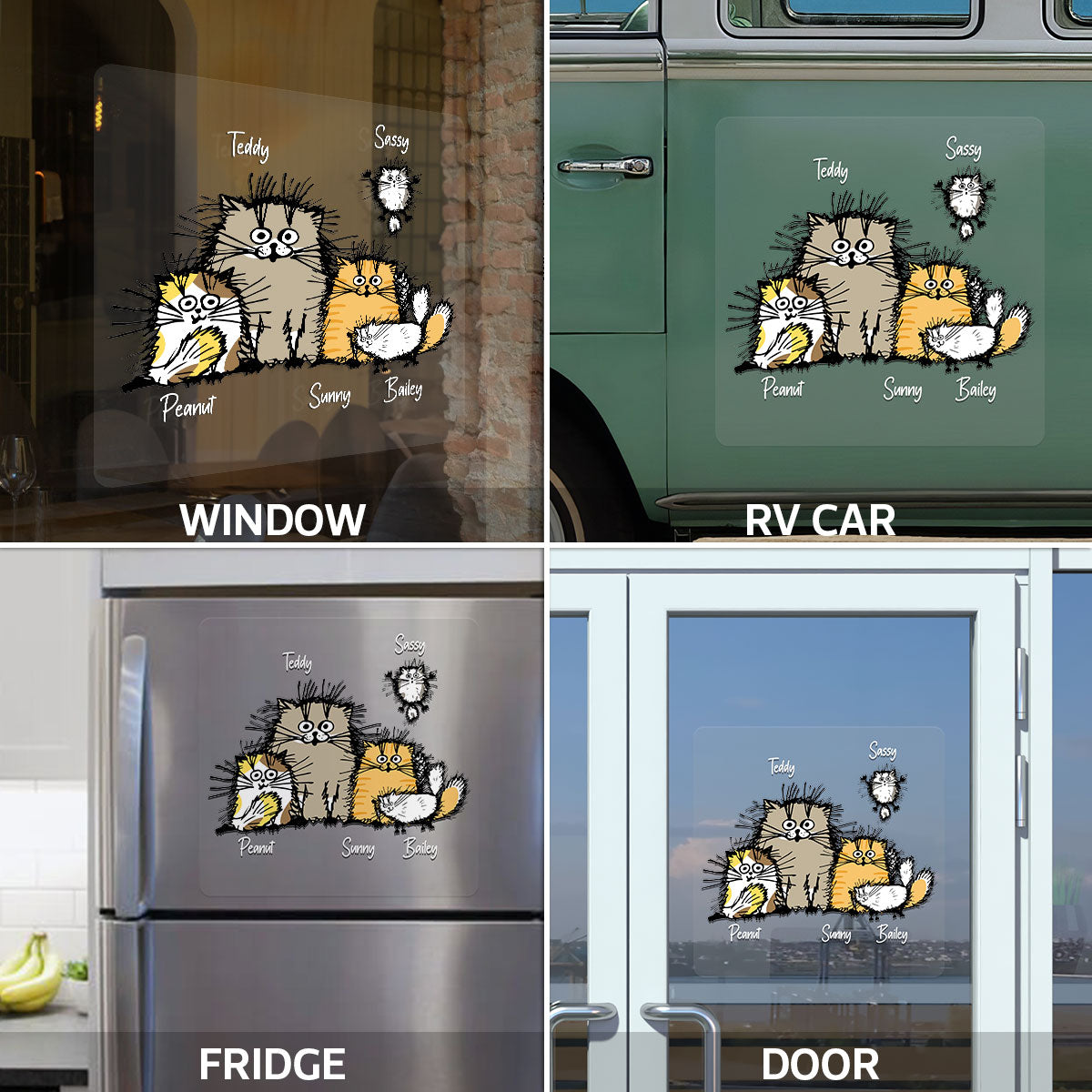 Cute Funny Cats Personalized Decal, Gift For Cat Lovers