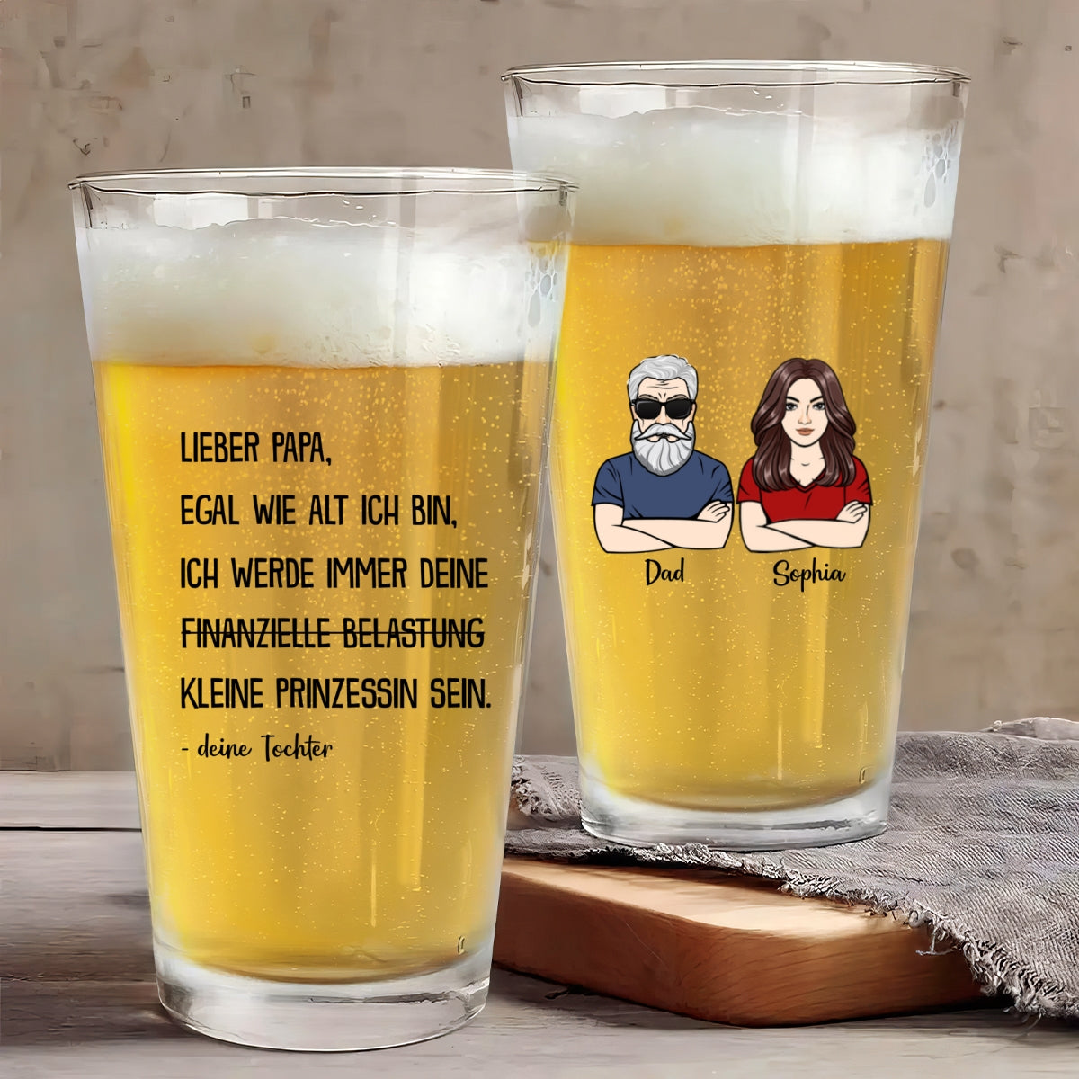 Immer deine finanzielle Belastung - Personalisiertes Bierglas - Lustiges Vatertag Geschenk für Papa von Tochter