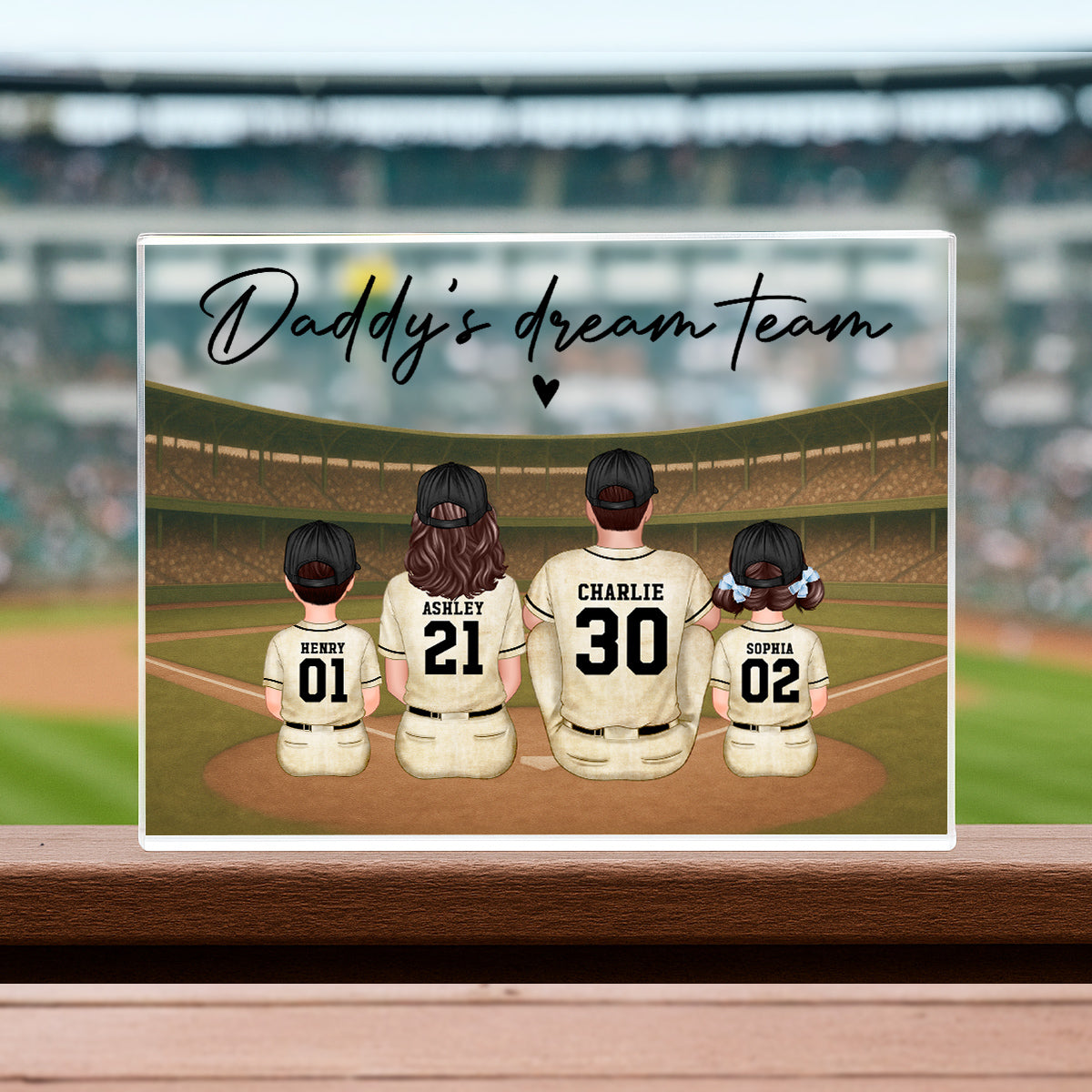 Retro Vintage Baseball Daddy's Dream Team Personalized Acrylic Block Plaque| Unique Father's Day Gift For Dad
