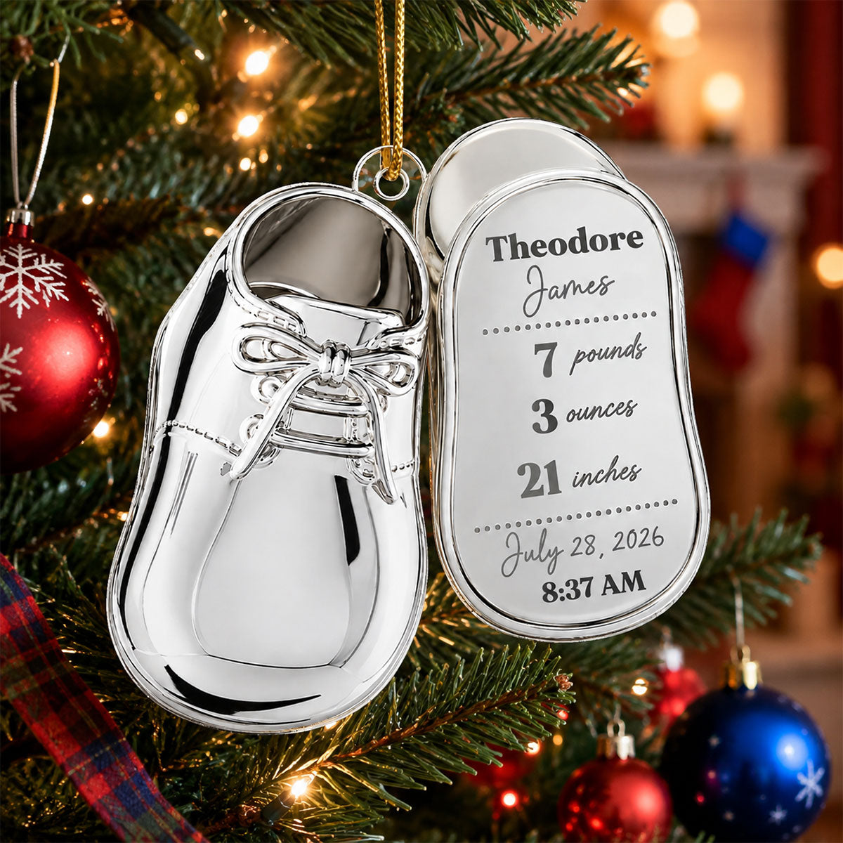 Baby Birth Stats 2D Flat - Personalized Acrylic Ornament - Newborn Christmas Gift for Mom, Dad