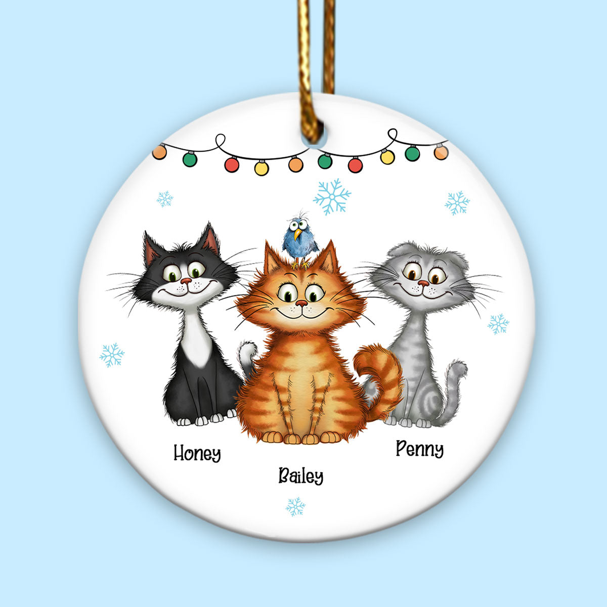 Funny Quirky Cats Personalized Ceramic Ornament, Christmas Gift For Cat Lovers