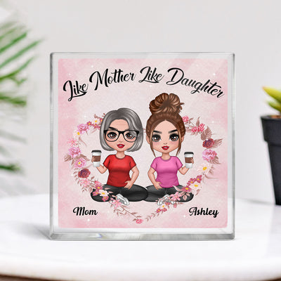Flower Heart Doll Mother And Daughter Sitting Like Daughter Personalized Acrylic Block Plaque