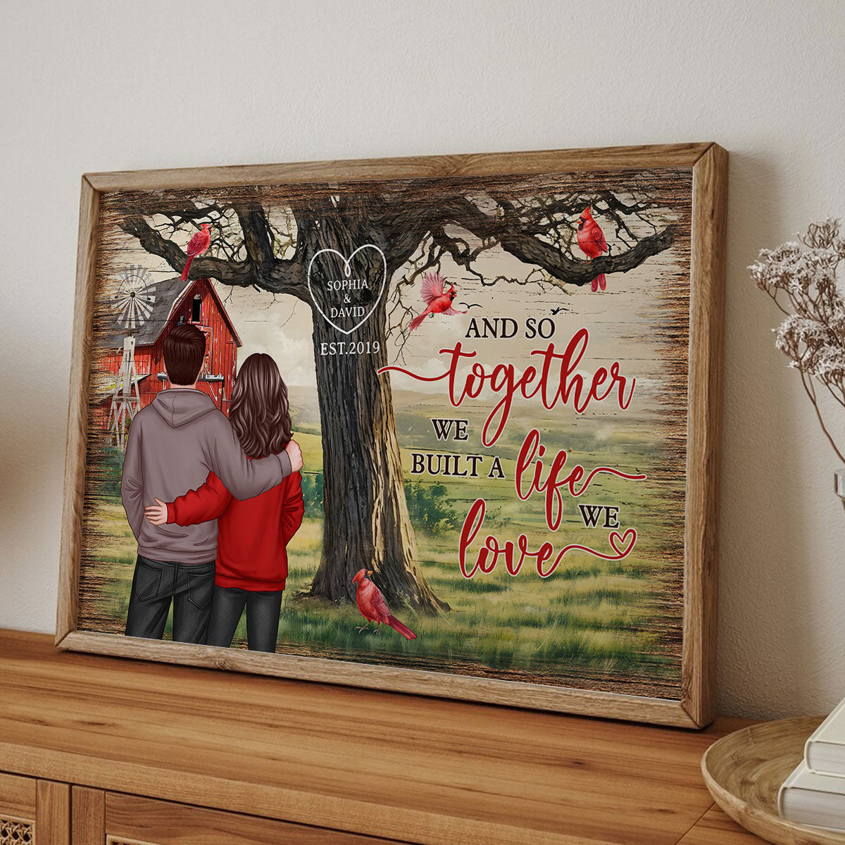 Personalized Couples Tree Large Farmhouse Poster Wall Art,  Gift, Anniversary Gift For Couples, For Him, For Her