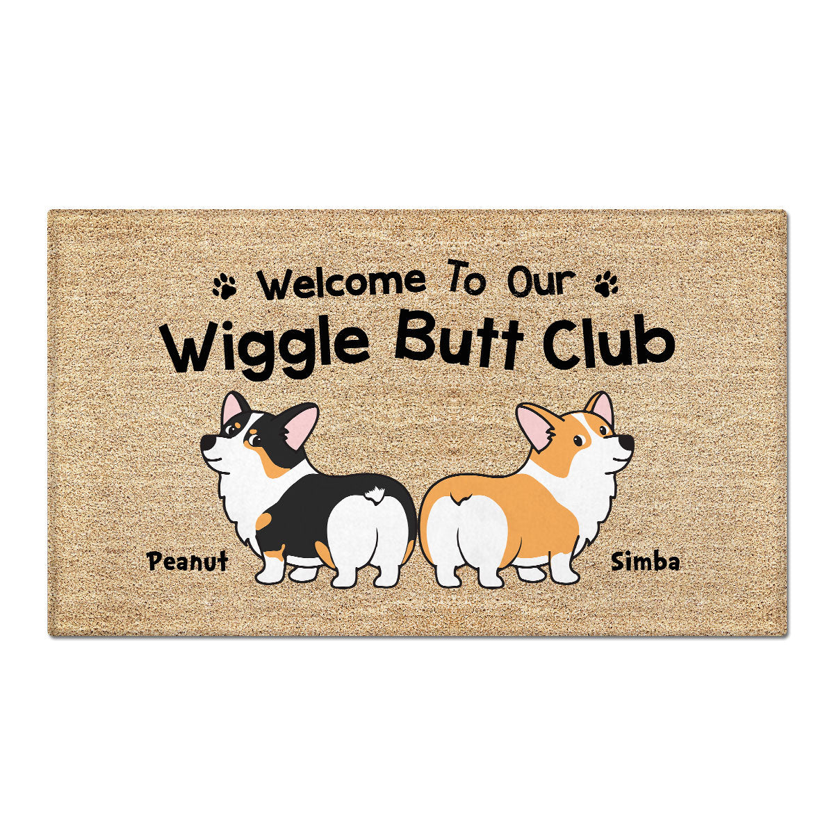 Corgi Wiggle Butt Club Dog Personalized Doormat, Home Decor For Corgi Lover