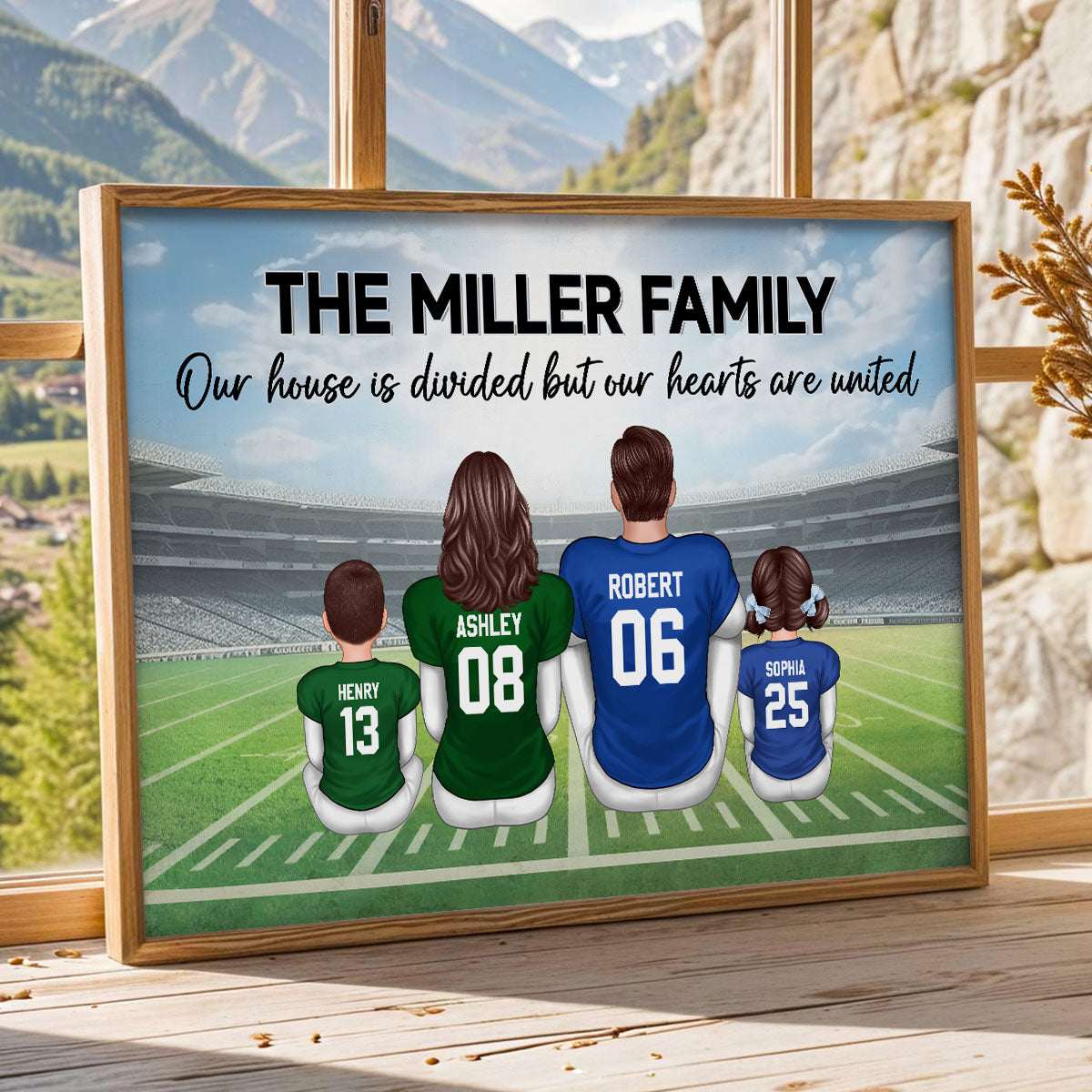 Home Sweet Rivalry House Divided Hearts United American Football Family Decor Personalized Poster