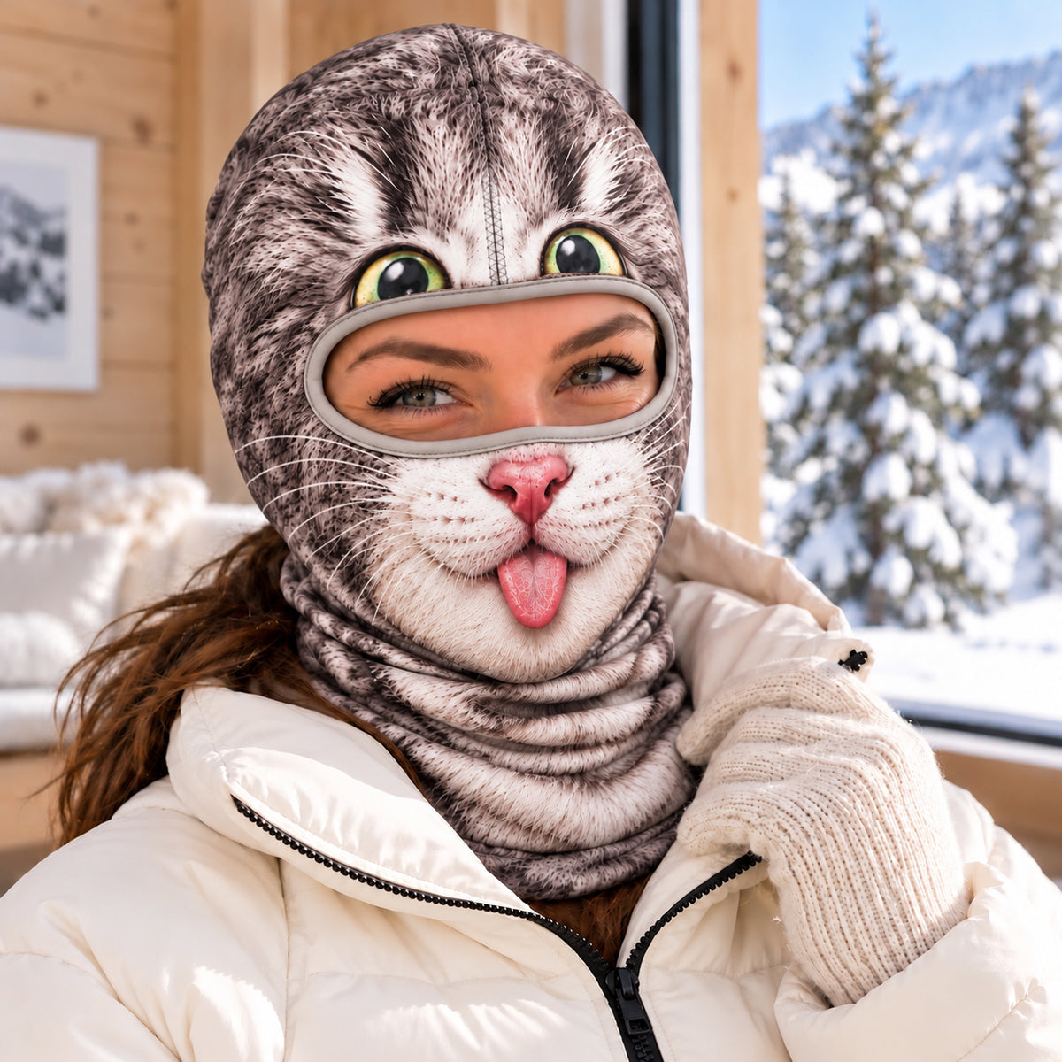 Realistic Pet Funny Animal - Personalized Balaclava Mask - Hilarious Winter Christmas Gift for Skiers, Snowboard Party Face Cover Ski Mask