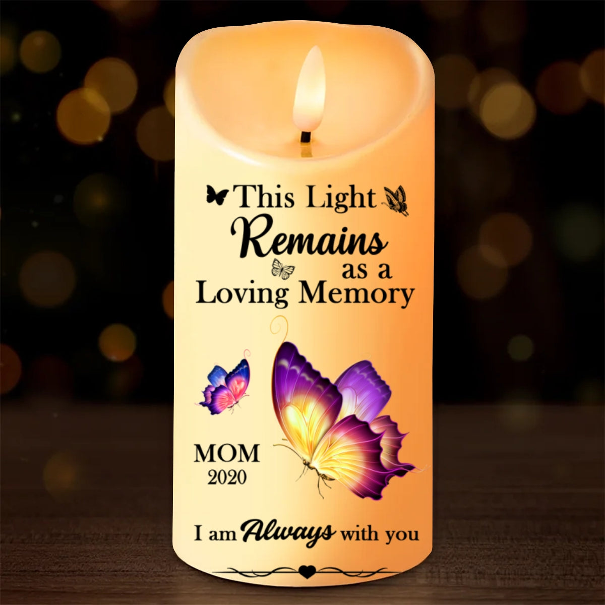 This Light Remains As A Loving Memory Personalized Flameless LED Candle - Christmas Gift, Sympathy Gift For Family Members