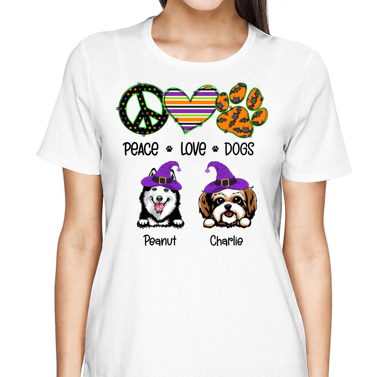 Peace Love Dogs Halloween Personalized Shirt
