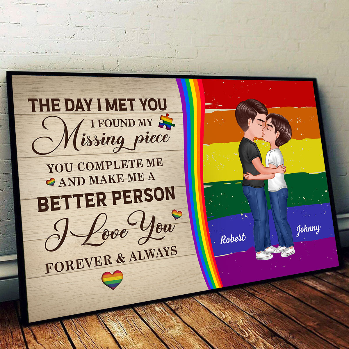 Rainbow Love Statement Personalized LGBT Couple Poster