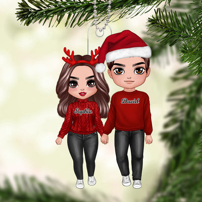 Doll Couple Standing Christmas Gift For Him For Her Personalized Acrylic Ornament