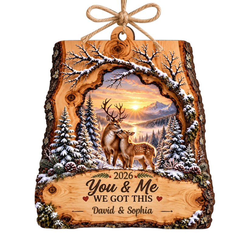 Deer Couple We Got This - Personalized Wooden Ornament - Heartfelt Christmas Gift for Her, for Him