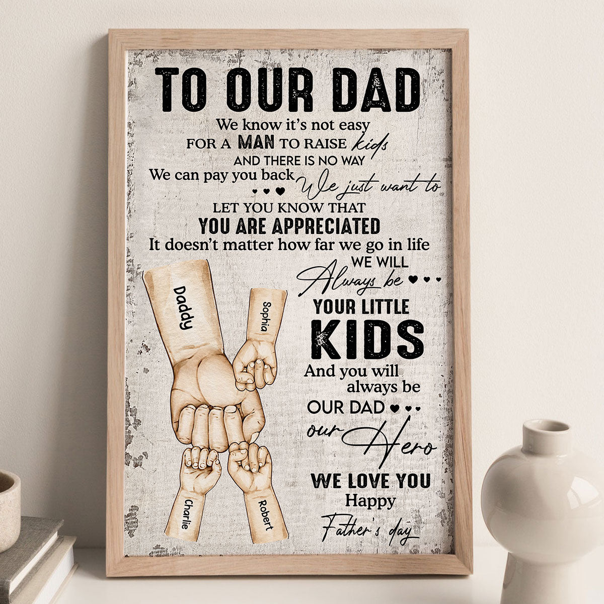 To Our Dad Fist Bump Personalized Poster