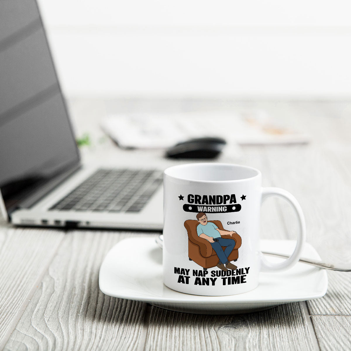 Grandpa Warning May Nap Suddenly At Any Time Funny Father‘s Day Gift Personalized Mug