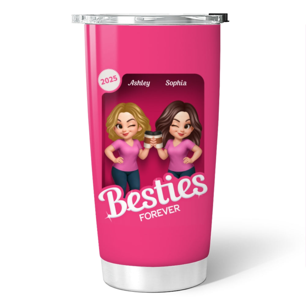 Besties Partner In Crime Pink 3D Effect Action Figure - Personalized Tumbler