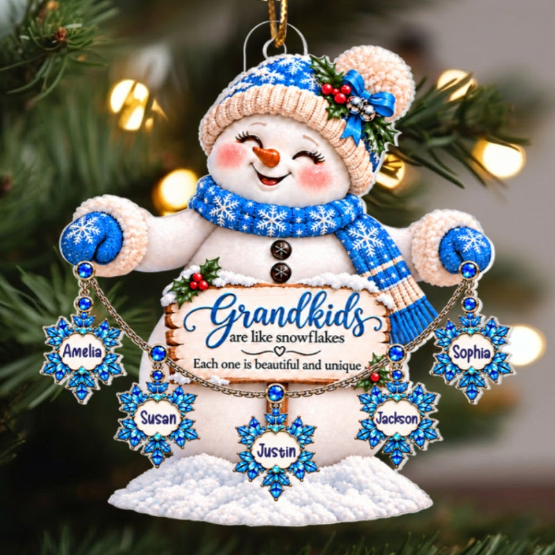 Grandkids Are Snowflakes Grandma Snowman 2D Flat - Personalized Acrylic Ornament - Christmas gift for Grandma