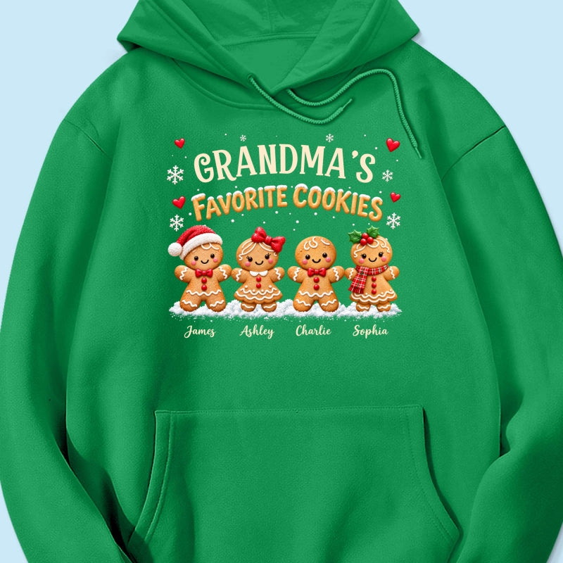 Grandma's Favorite Cookies - Personalized Shirt - Custom Grandkids Names Gingerbread, Cute Christmas Gift for Grandma, Nana, Mimi, Grammy & Gigi.