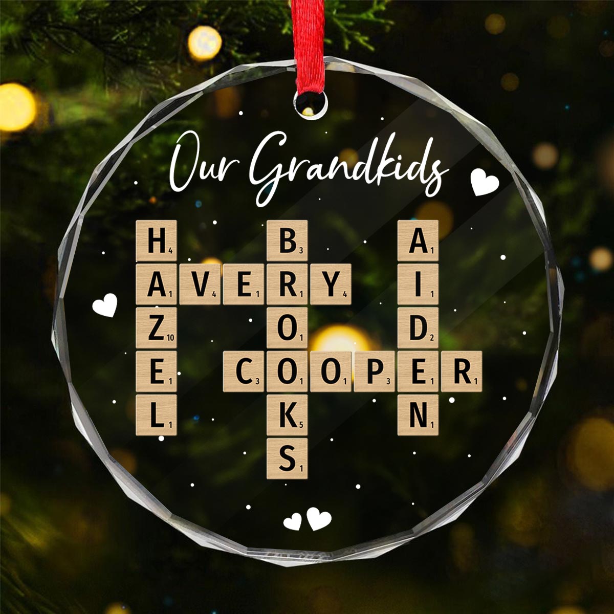 Unique Decor Crossword Puzzle Art - Personalized Glass Ornament