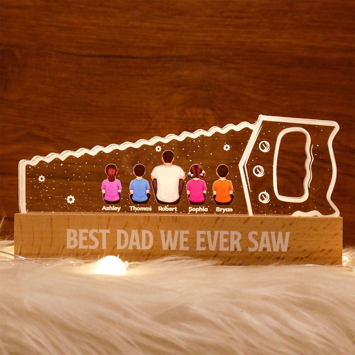 Best Dad Grandpa We Ever Saw Personalized Acrylic LED Night Light