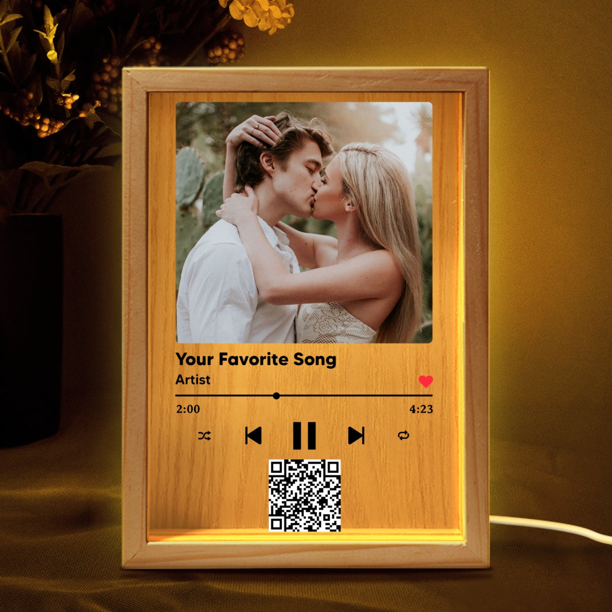 Favorite Song Title QR Code Personalized Photo Frame Light Box