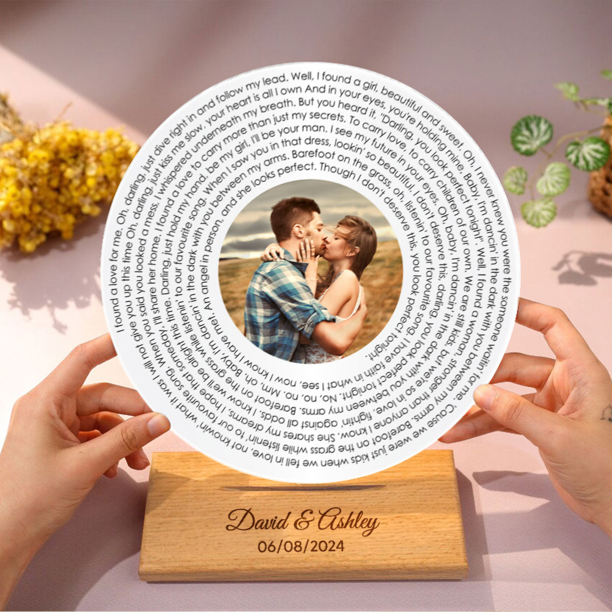 Couple Besties Family Photo Favorite Song Lyrics Personalized Acrylic Record Plaque, Heartfelt Gift For Couple, For Him, For Her, Boyfriend, Girlfriend, Husband, Wife