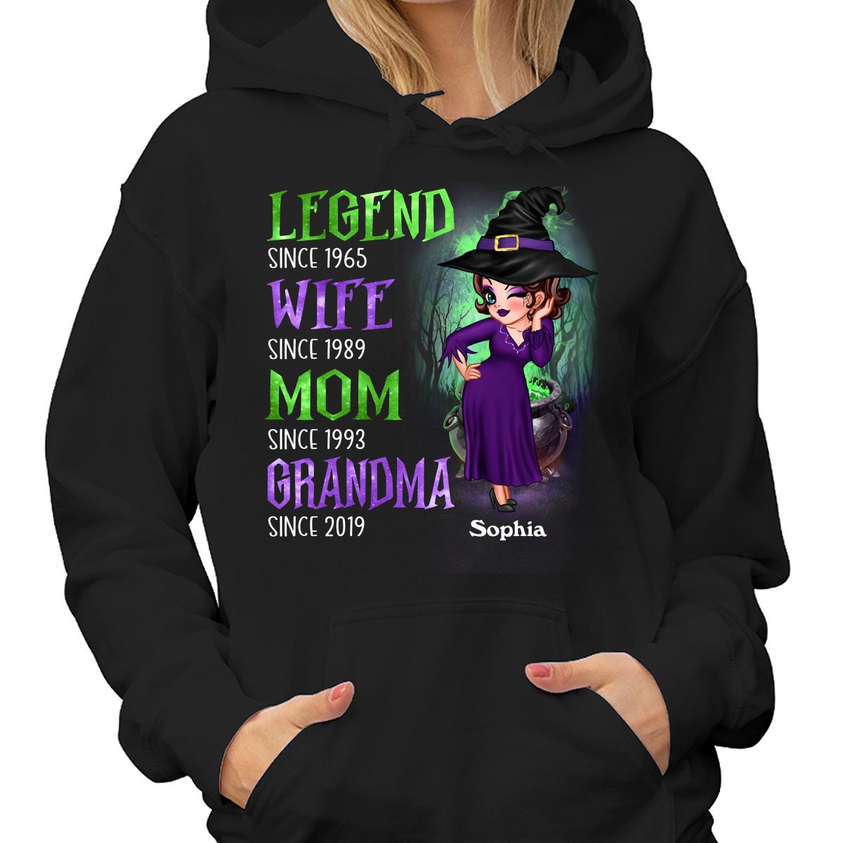Halloween Green And Purple Legend Sassy Grandma Personalized Shirt