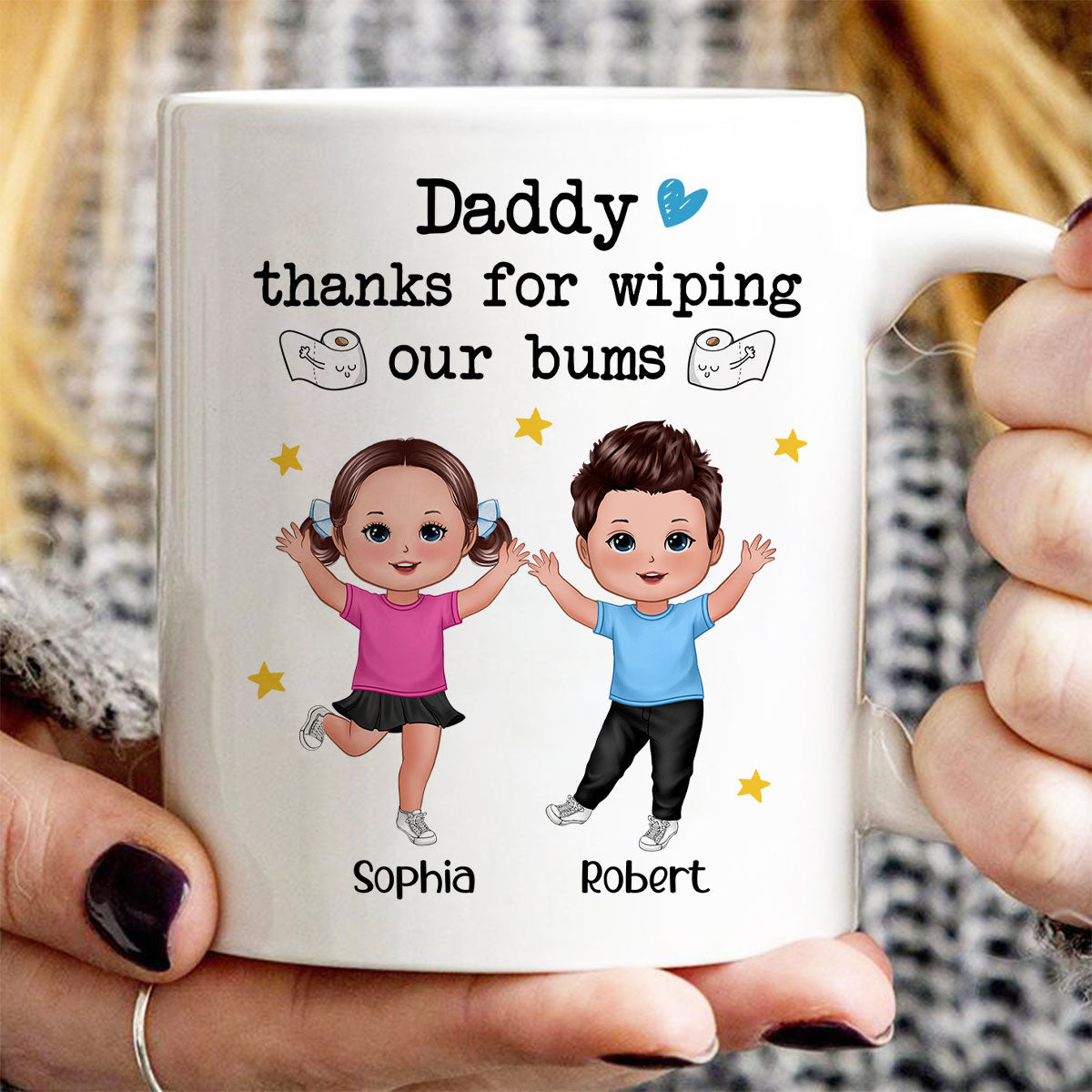 Daddy Thanks For Wiping My Bum Happy Doll Kid Funny Father‘s Day Gift Personalized Mug