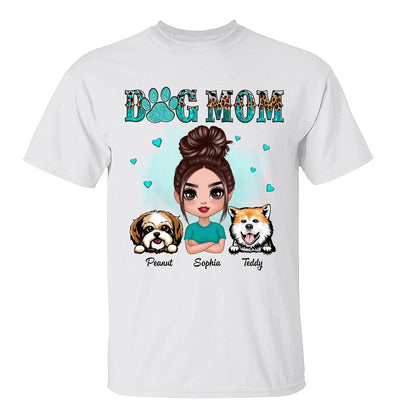 Teal And Leopard Pattern Dog Mom Personalized Shirt