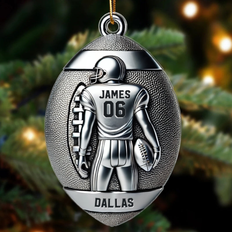 3D Faux Metal Effect Football Player Personalized Acrylic Ornament, Football Fan Gift, Football Player Keepsake, Football Lovers Gift, Football Fan Gift