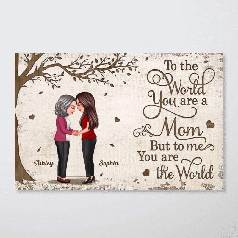 Mother Daughter Holding Hands Under Tree Personalized Poster, Gift For Mom
