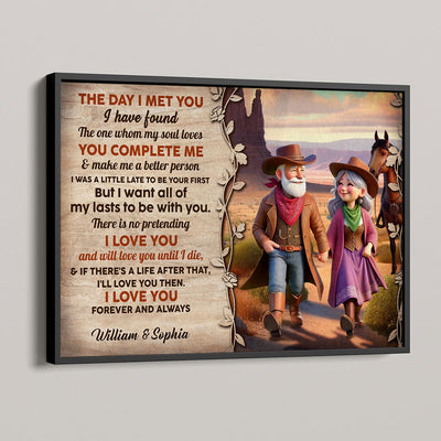 The Day I Met You Cowboy Happy Old Couple Personalized Poster, Anniversary  Gift For Him, For Her, Husband, Wife