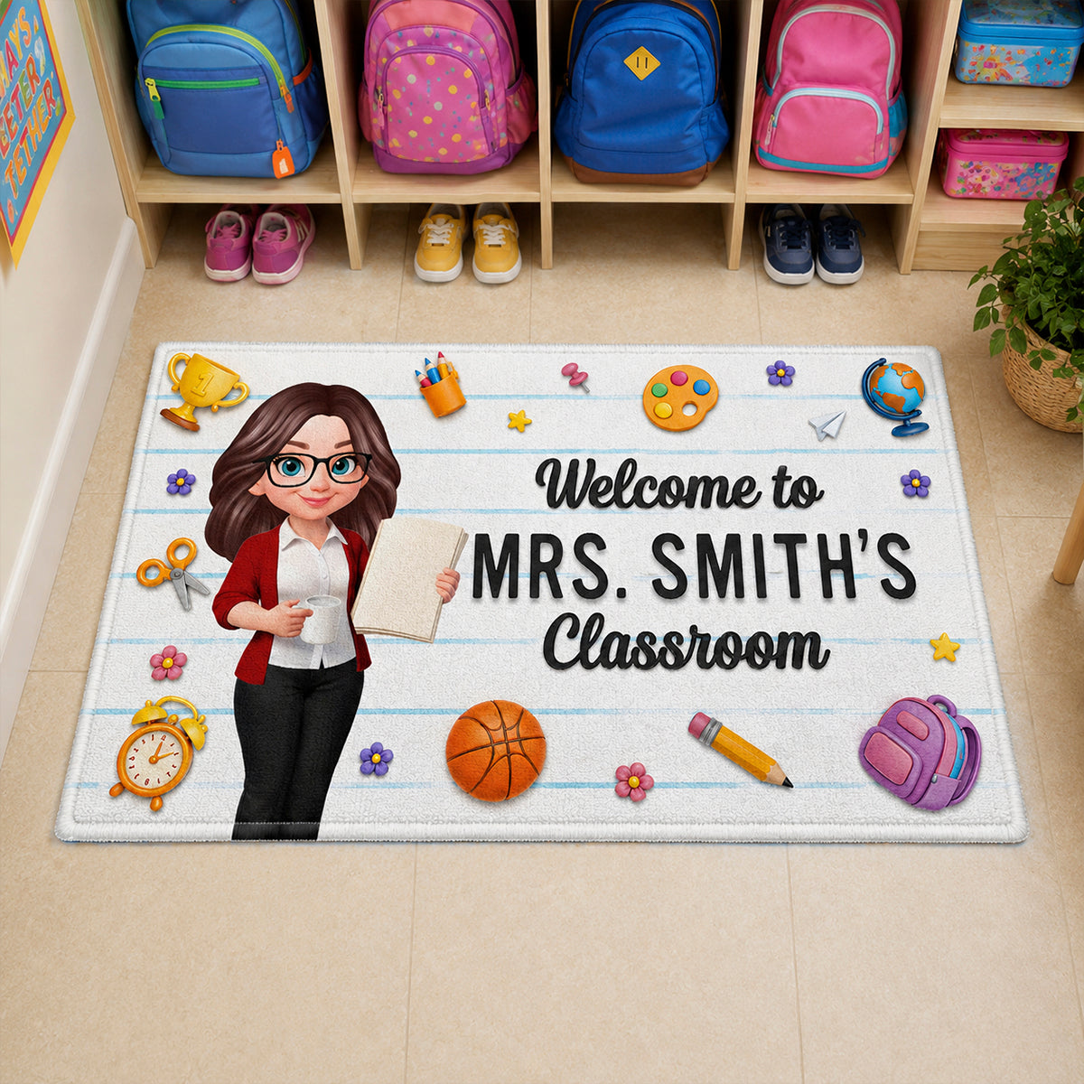 Cute Teacher Welcome Classroom - Personalized Doormat - Back To School Gift For Teacher, Classroom Decor