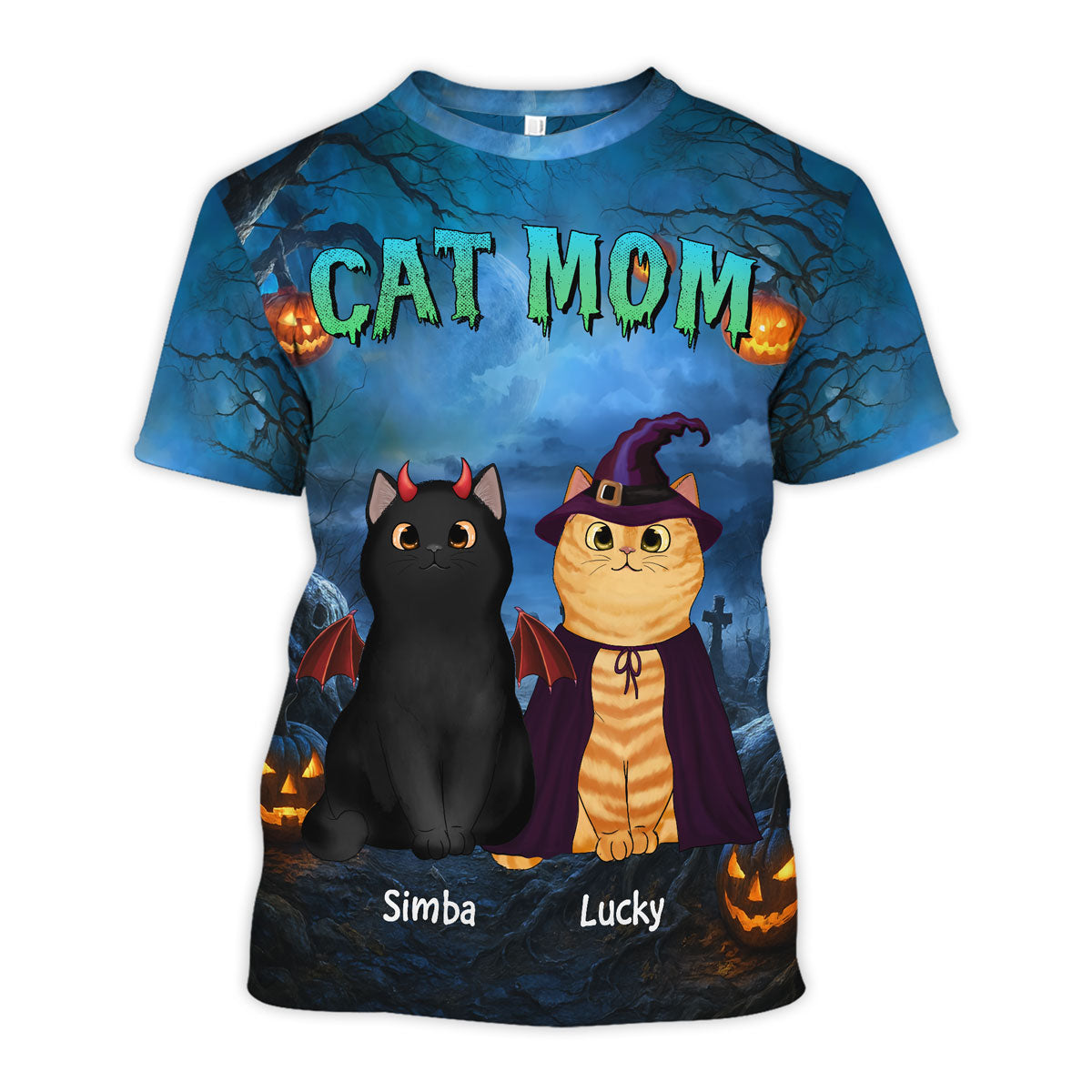 Cat Mom Halloween Night Theme Personalized Shirt, Pawfect Costume for Cat Lover