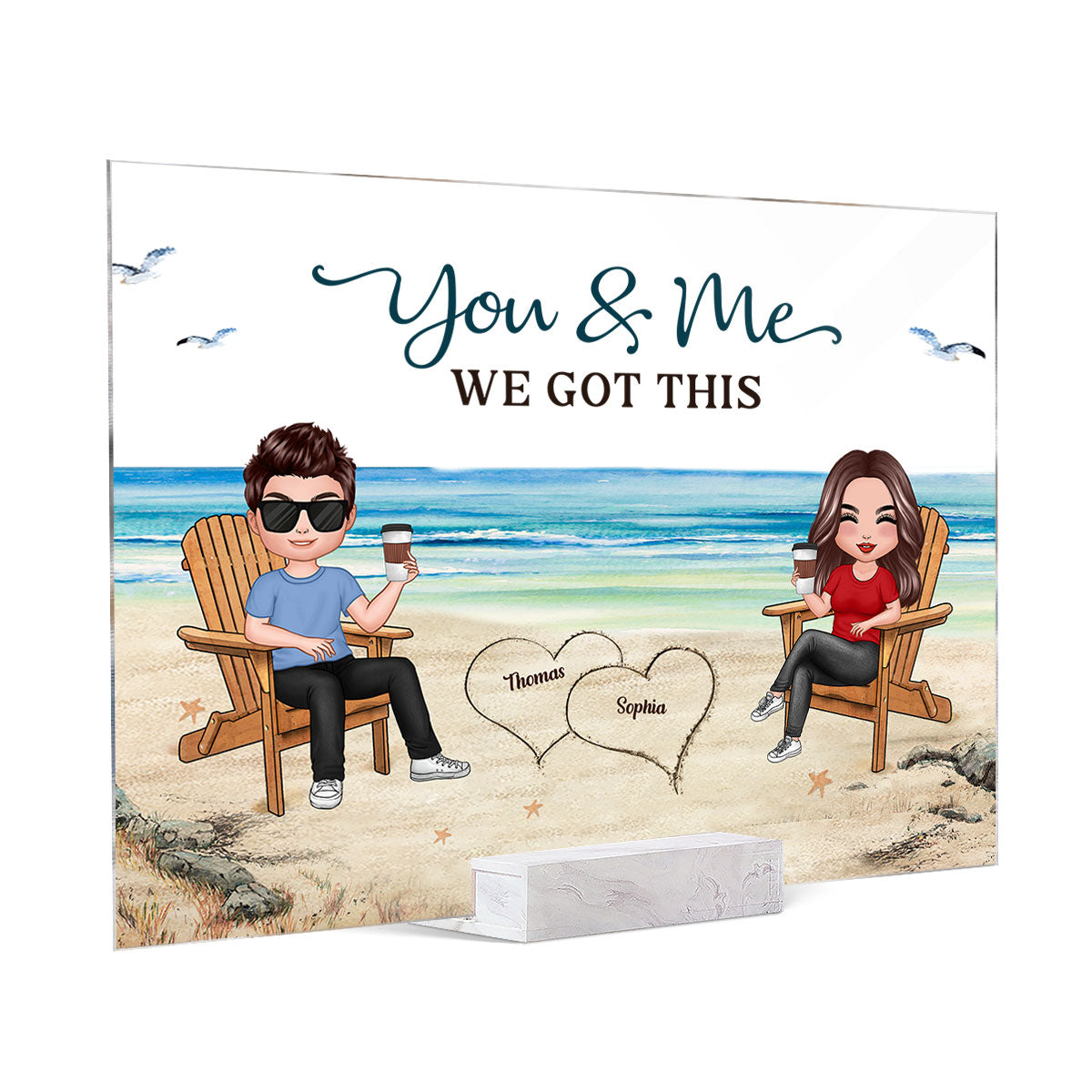 You Me We Got This Summer Doll Couple On Beach Personalized Horizontal Acrylic Plaque