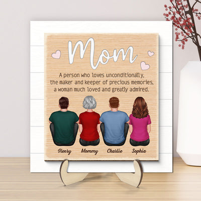 Mom A Person Who Loves Unconditionally Personalized 2-Layer Wooden Plaque