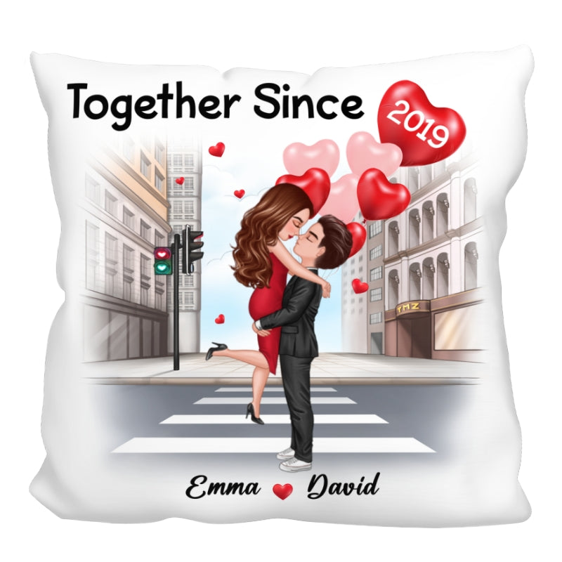 Hugging Couple On The Street Gift For Him Gift For Her Personalized Pillow