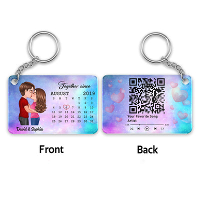 Couple Kissing Together Since Calendar Favorite Song QR Code Personalized Acrylic Keychain