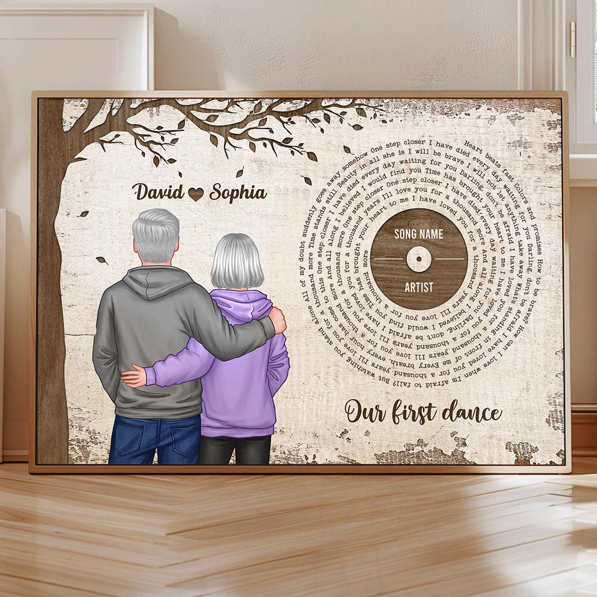 Favorite Place In The World Couple Back View Favorite Song Vinyl Lyrics Personalized Poster, Gift For Him, For Her, For Valentine's Day