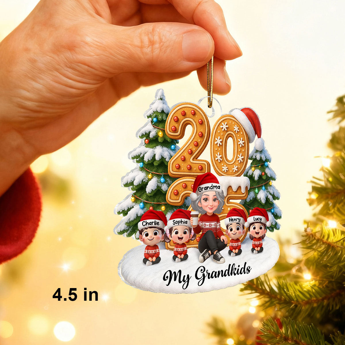 Grandkids Make Life Grand - Personalized Acrylic Ornament - Heartwarming Christmas Gift For Grandma