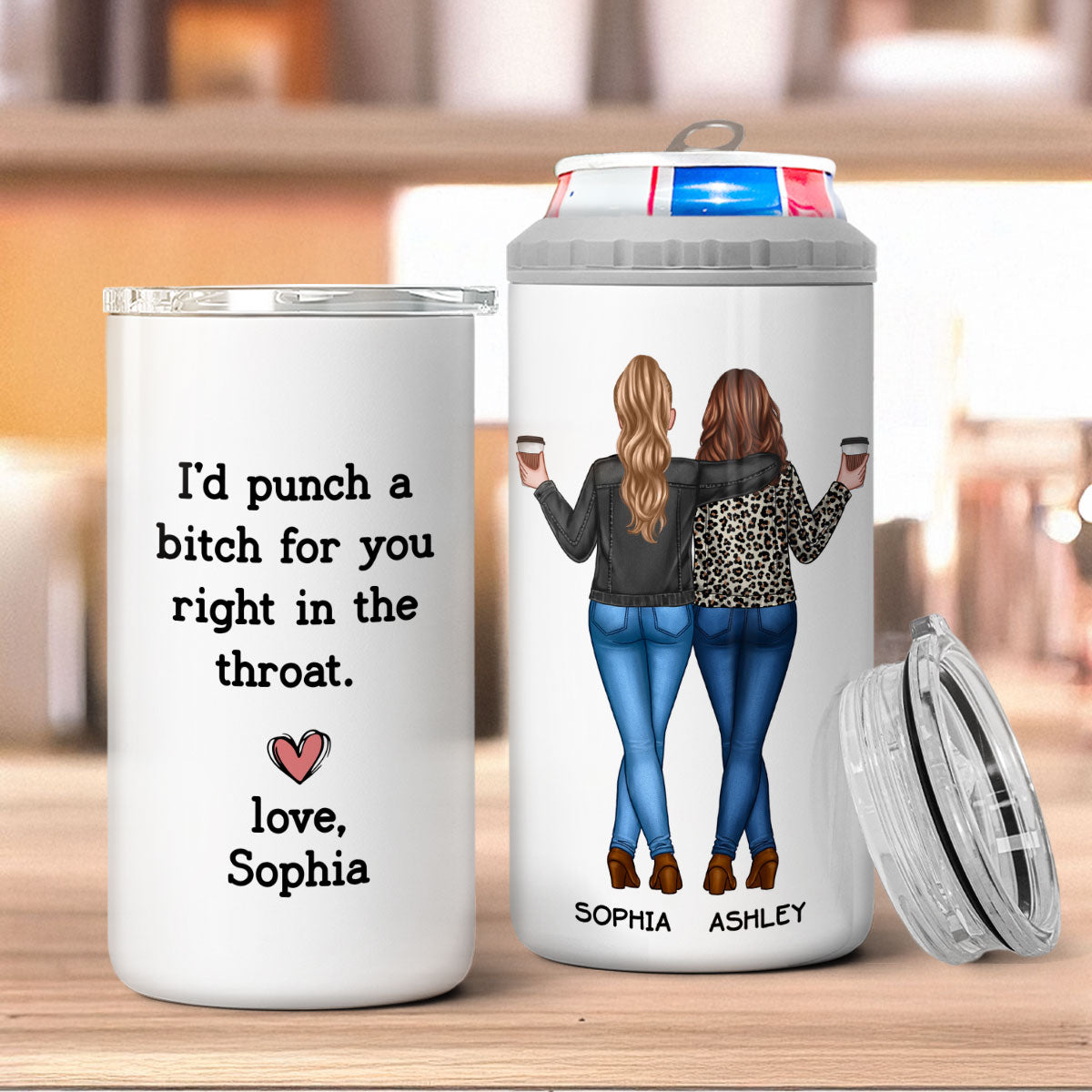 I'd Punch A Bitch For You Gift For Besties Personalized Can Cooler