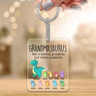 Grandmasaurus And Kids Cute Dinosaurs Personalized Acrylic Keychain